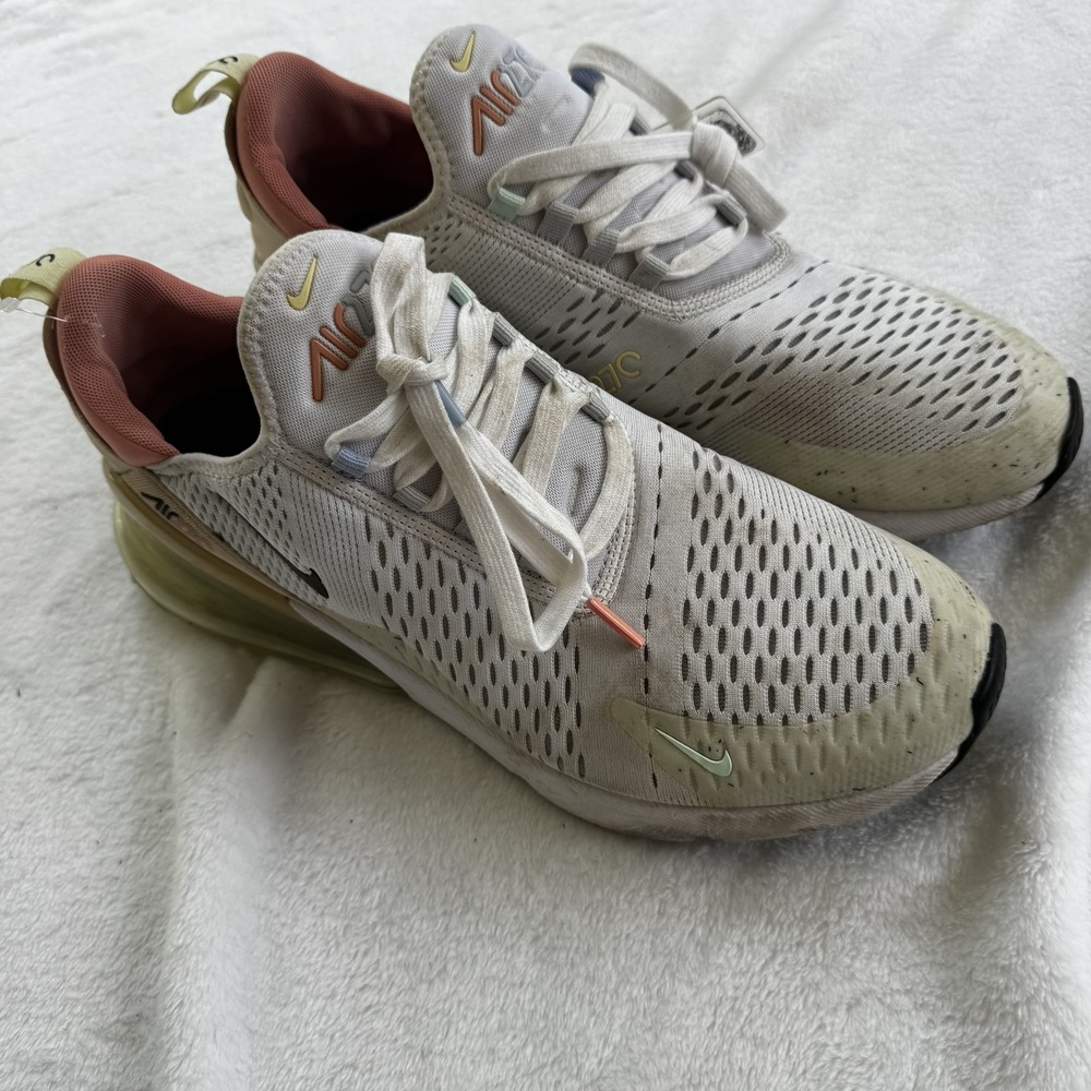 Nike Air Max 270 Shoes Mens Size 12 White Beige Black Pastel DQ7642-100 Sneakers